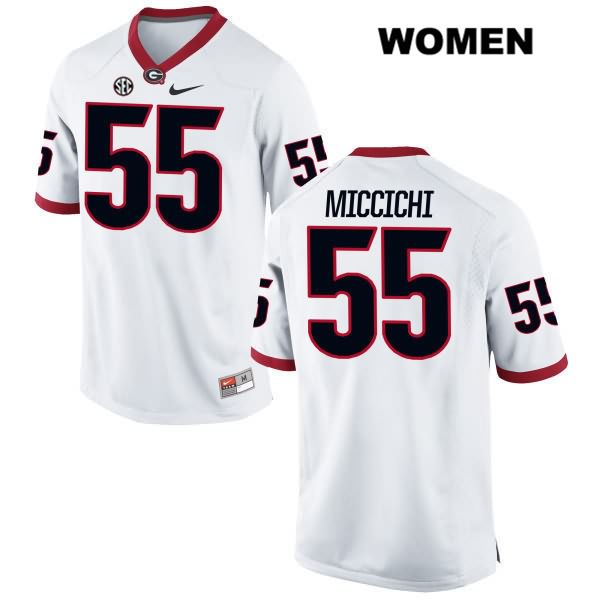 Georgia Bulldogs Women's Miles Miccichi #55 NCAA Authentic White Nike Stitched College Football Jersey RTY0356KT